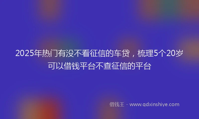 2025年热门有没不看征信的车贷，梳理5个20岁可以借钱平台不查征信的平台