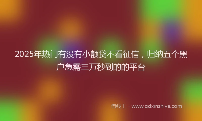 2025年热门有没有小额贷不看征信，归纳五个黑户急需三万秒到的的平台