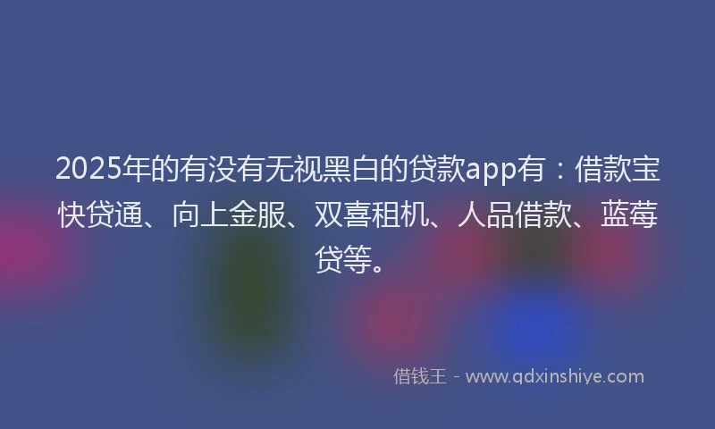 2025年的有没有无视黑白的贷款app有：借款宝快贷通、向上金服、双喜租机、人品借款、蓝莓贷等。