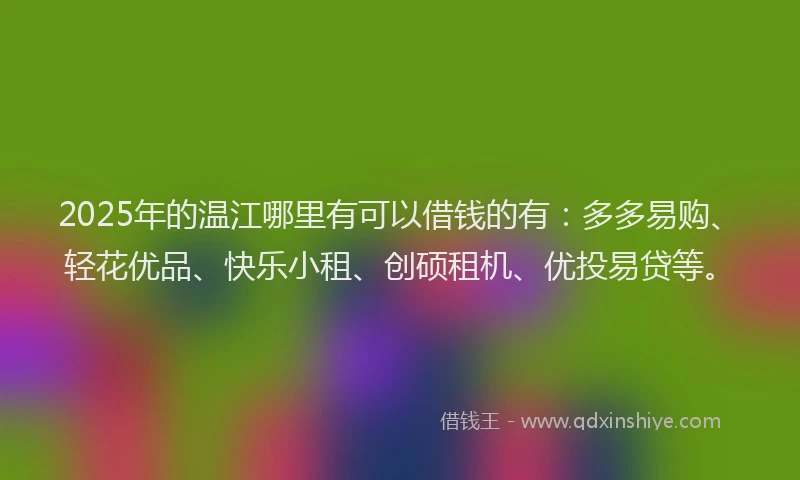 2025年的温江哪里有可以借钱的有：多多易购、轻花优品、快乐小租、创硕租机、优投易贷等。