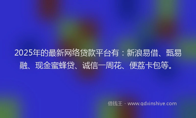2025年的最新网络贷款平台有：新浪易借、甄易融、现金蜜蜂贷、诚信一周花、便荔卡包等。