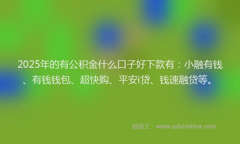 2025年的有公积金什么口子好下款有：小融有钱、有钱钱包、超快购、平安i贷、钱速融贷等。