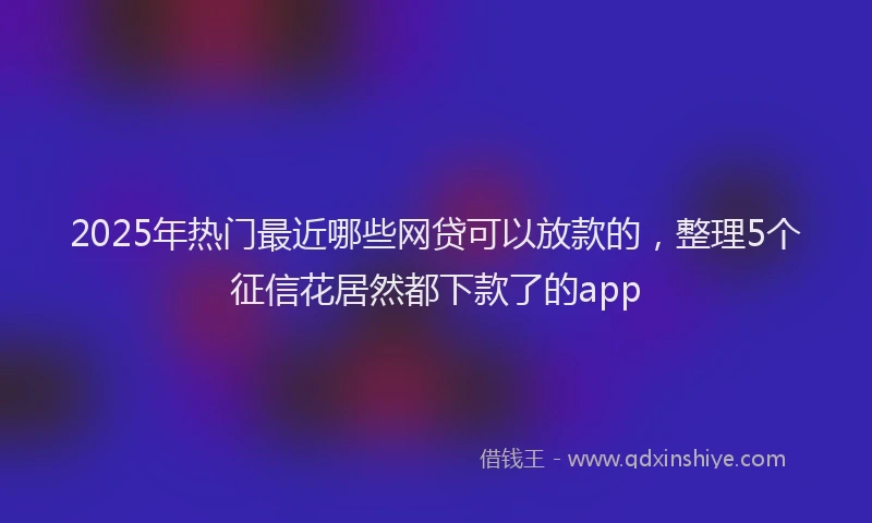 2025年热门最近哪些网贷可以放款的，整理5个征信花居然都下款了的app