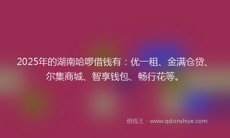 2025年的湖南哈啰借钱有：优一租、金满仓贷、尔集商城、智享钱包、畅行花等。
