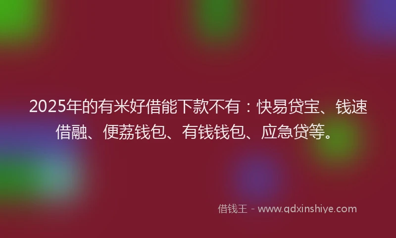 2025年的有米好借能下款不有：快易贷宝、钱速借融、便荔钱包、有钱钱包、应急贷等。
