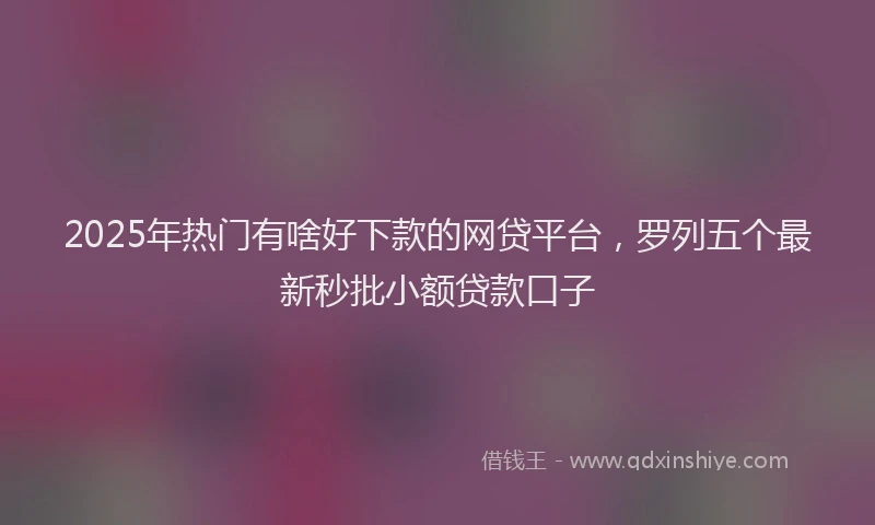 2025年热门有啥好下款的网贷平台，罗列五个最新秒批小额贷款口子