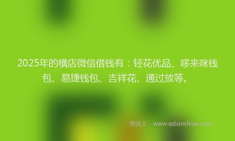 2025年的横店微信借钱有：轻花优品、哆来咪钱包、易捷钱包、吉祥花、通过放等。
