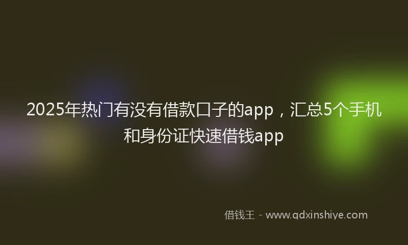 2025年热门有没有借款口子的app，汇总5个手机和身份证快速借钱app