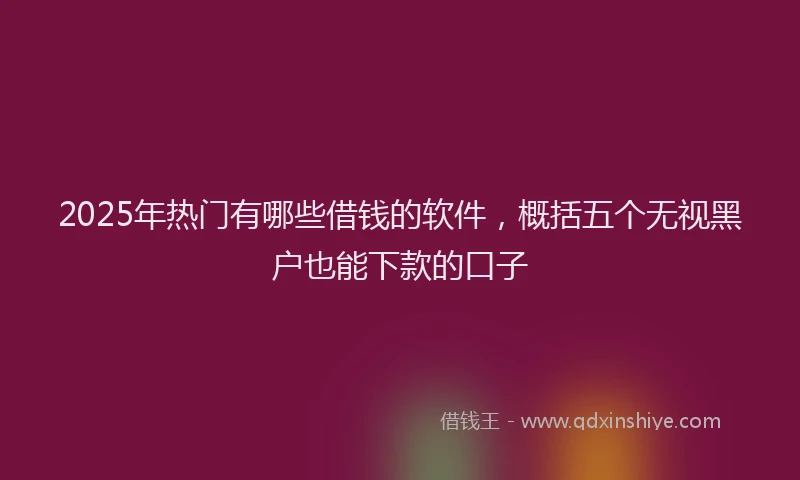 2025年热门有哪些借钱的软件，概括五个无视黑户也能下款的口子