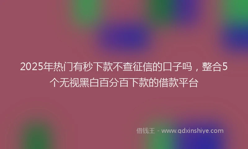 2025年热门有秒下款不查征信的口子吗，整合5个无视黑白百分百下款的借款平台
