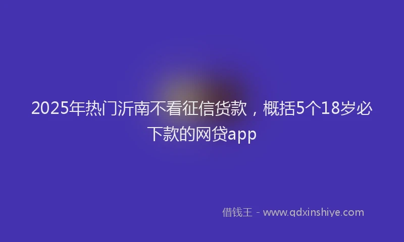2025年热门沂南不看征信货款，概括5个18岁必下款的网贷app