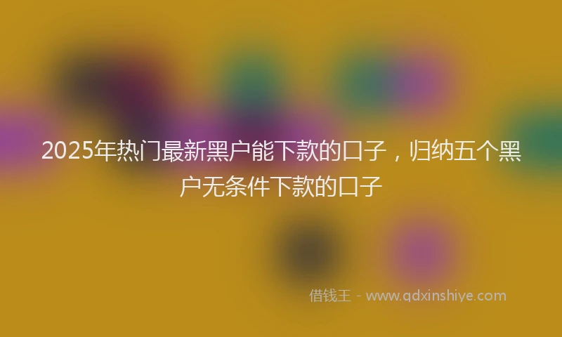2025年热门最新黑户能下款的口子，归纳五个黑户无条件下款的口子