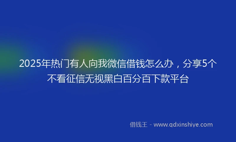 2025年热门有人向我微信借钱怎么办，分享5个不看征信无视黑白百分百下款平台