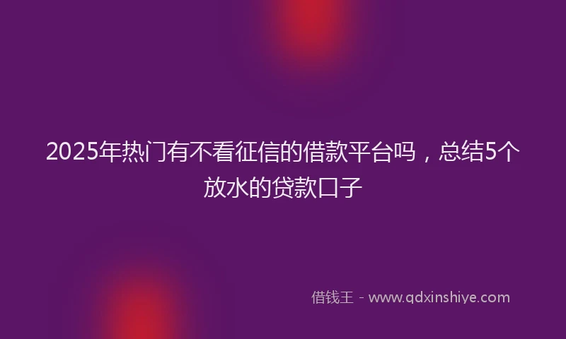 2025年热门有不看征信的借款平台吗，总结5个放水的贷款口子