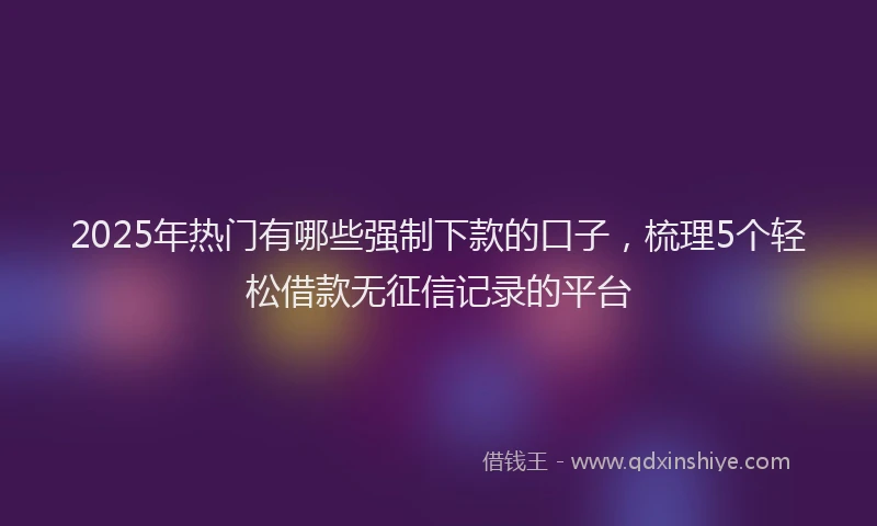 2025年热门有哪些强制下款的口子，梳理5个轻松借款无征信记录的平台