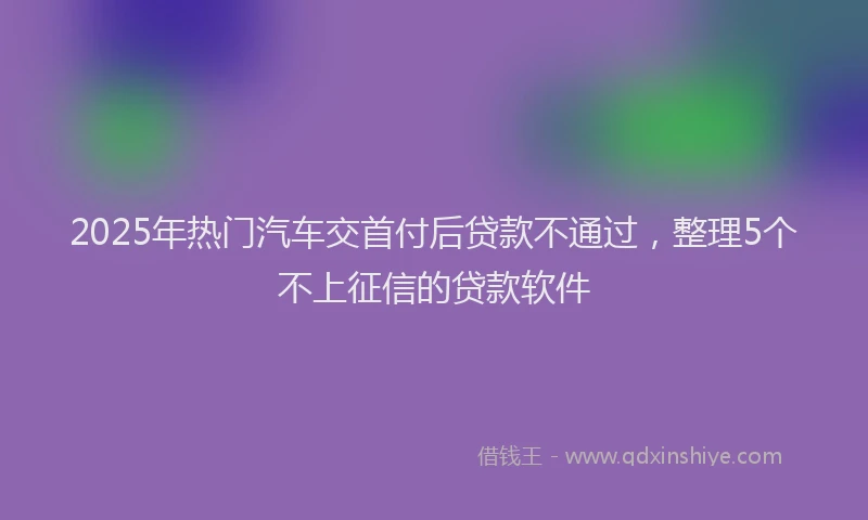 2025年热门汽车交首付后贷款不通过，整理5个不上征信的贷款软件