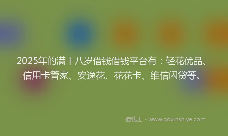 2025年的满十八岁借钱借钱平台有：轻花优品、信用卡管家、安逸花、花花卡、维信闪贷等。