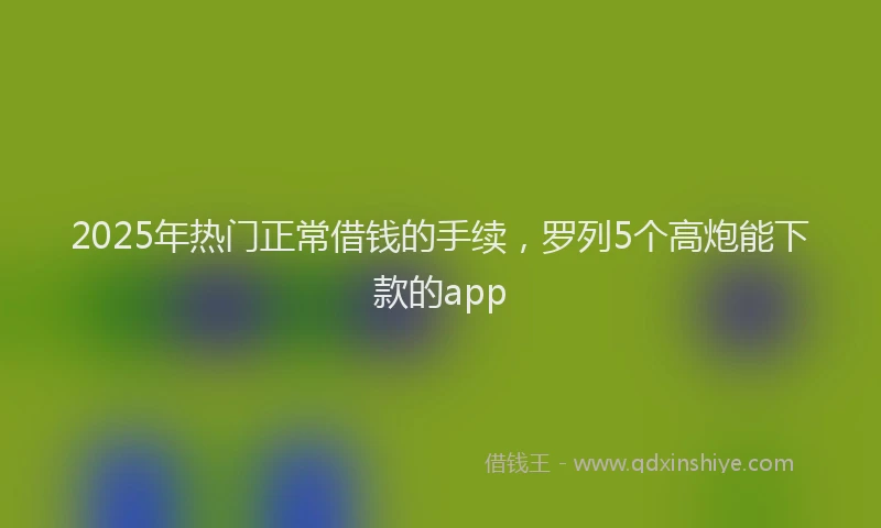 2025年热门正常借钱的手续，罗列5个高炮能下款的app