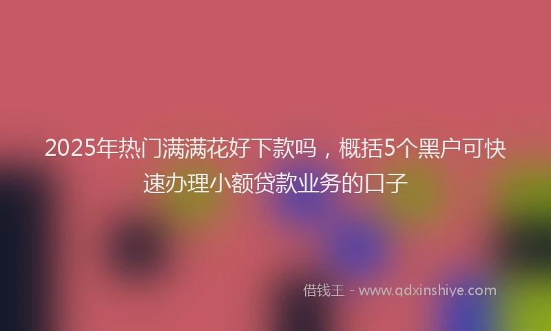2025年热门满满花好下款吗，概括5个黑户可快速办理小额贷款业务的口子