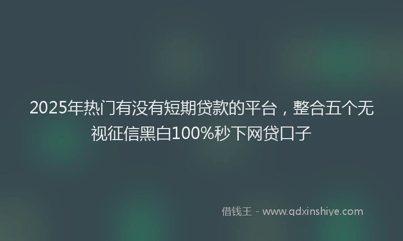2025年热门有没有短期贷款的平台，整合五个无视征信黑白100%秒下网贷口子