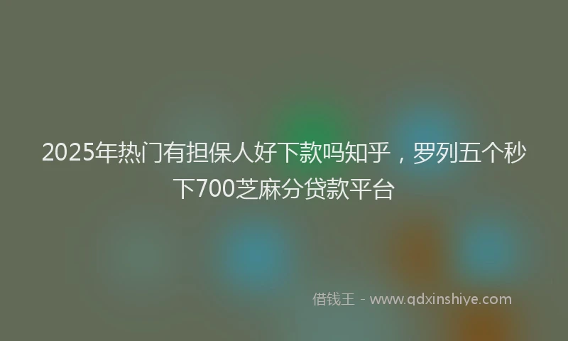 2025年热门有担保人好下款吗知乎，罗列五个秒下700芝麻分贷款平台