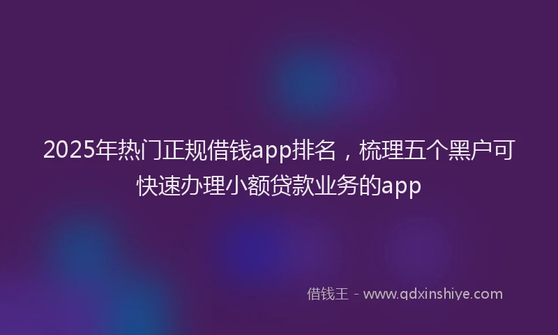 2025年热门正规借钱app排名，梳理五个黑户可快速办理小额贷款业务的app