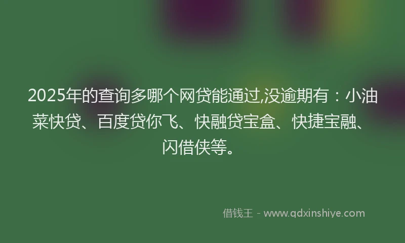 2025年的查询多哪个网贷能通过,没逾期有：小油菜快贷、百度贷你飞、快融贷宝盒、快捷宝融、闪借侠等。