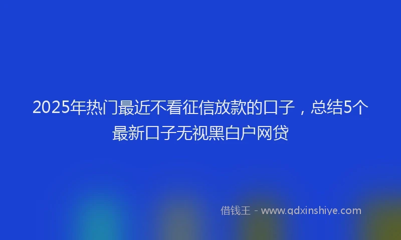 2025年热门最近不看征信放款的口子，总结5个最新口子无视黑白户网贷