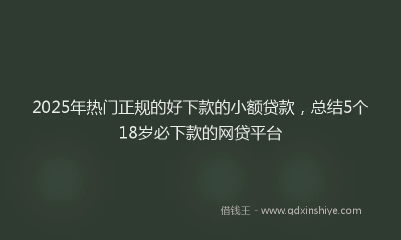 2025年热门正规的好下款的小额贷款，总结5个18岁必下款的网贷平台