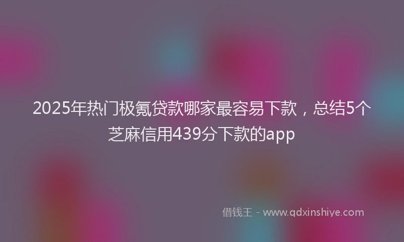 2025年热门极氪贷款哪家最容易下款，总结5个芝麻信用439分下款的app