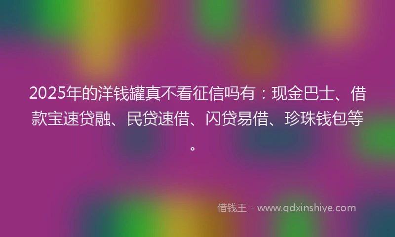 2025年的洋钱罐真不看征信吗有：现金巴士、借款宝速贷融、民贷速借、闪贷易借、珍珠钱包等。