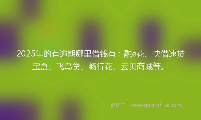 2025年的有逾期哪里借钱有:融e花、快借速贷宝盒、飞鸟贷、畅行花、云贝商城等。