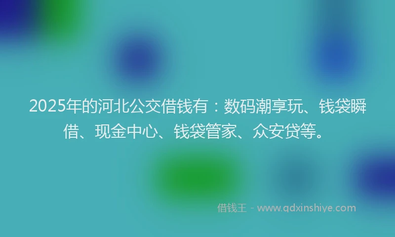 2025年的河北公交借钱有：数码潮享玩、钱袋瞬借、现金中心、钱袋管家、众安贷等。