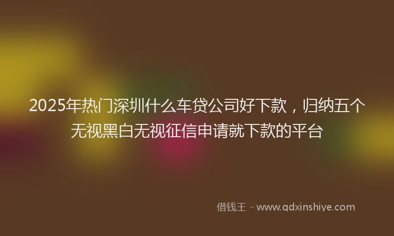 2025年热门深圳什么车贷公司好下款，归纳五个无视黑白无视征信申请就下款的平台
