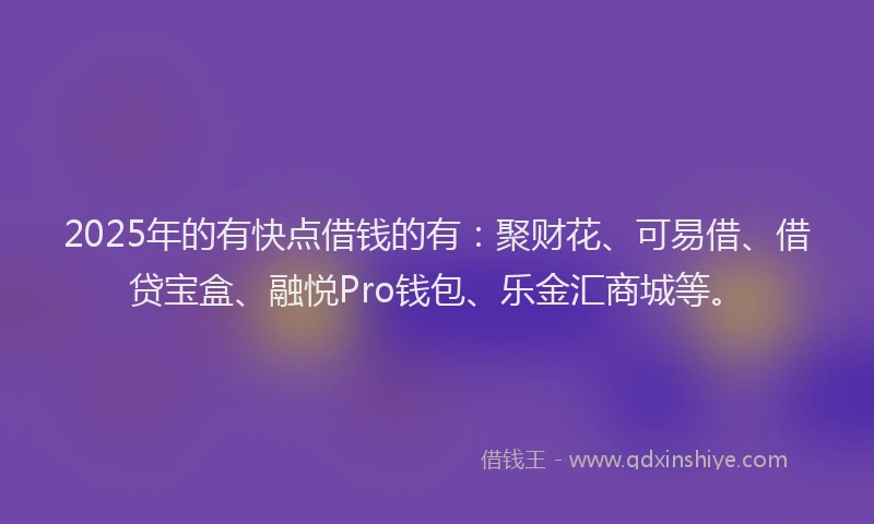 2025年的有快点借钱的有：聚财花、可易借、借贷宝盒、融悦Pro钱包、乐金汇商城等。