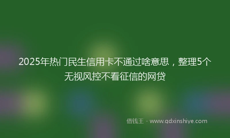 2025年热门民生信用卡不通过啥意思，整理5个无视风控不看征信的网贷
