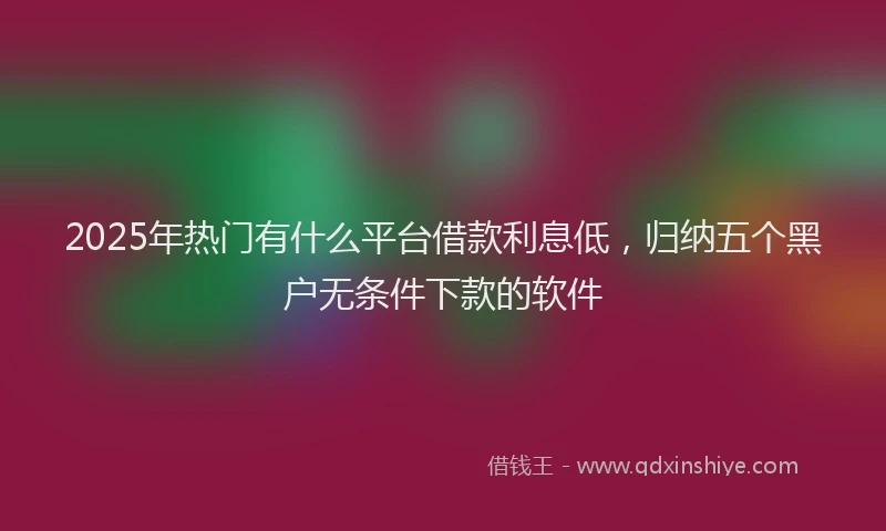2025年热门有什么平台借款利息低，归纳五个黑户无条件下款的软件