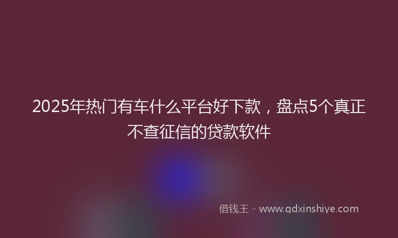2025年热门有车什么平台好下款,盘点5个真正不查征信的贷款软件