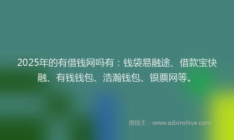 2025年的有借钱网吗有：钱袋易融途、借款宝快融、有钱钱包、浩瀚钱包、银票网等。