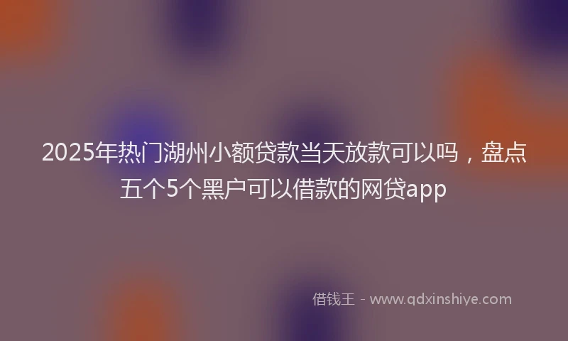2025年热门湖州小额贷款当天放款可以吗，盘点五个5个黑户可以借款的网贷app