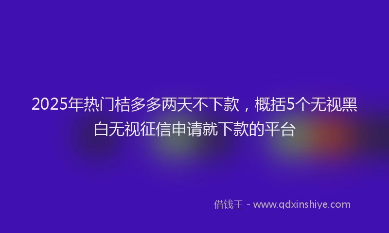 2025年热门桔多多两天不下款，概括5个无视黑白无视征信申请就下款的平台