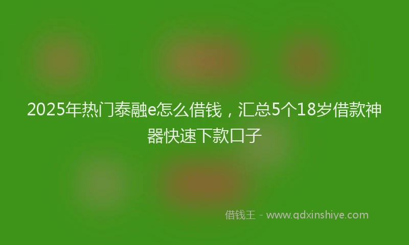 2025年热门泰融e怎么借钱，汇总5个18岁借款神器快速下款口子