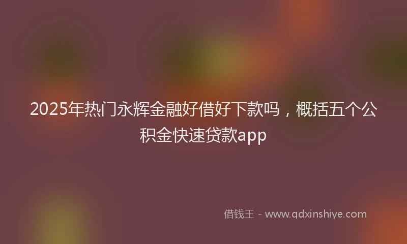 2025年热门永辉金融好借好下款吗，概括五个公积金快速贷款app