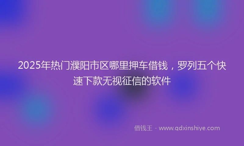 2025年热门濮阳市区哪里押车借钱，罗列五个快速下款无视征信的软件