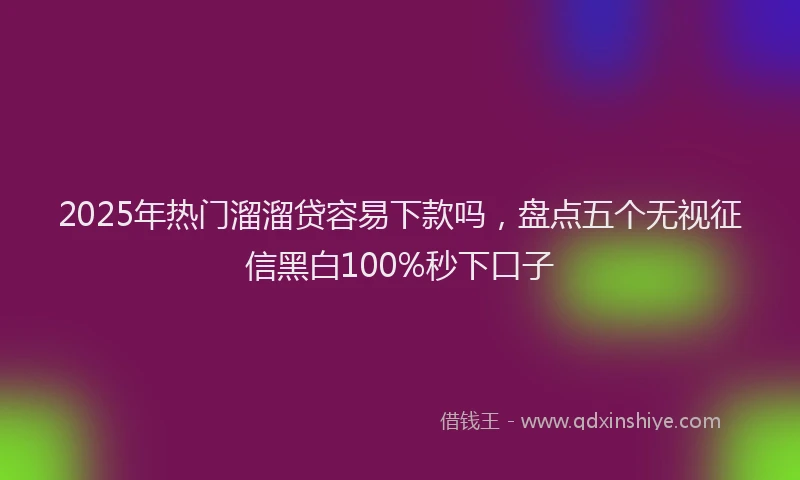 2025年热门溜溜贷容易下款吗，盘点五个无视征信黑白100%秒下口子