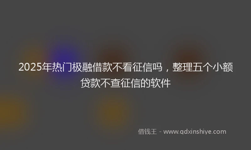 2025年热门极融借款不看征信吗，整理五个小额贷款不查征信的软件