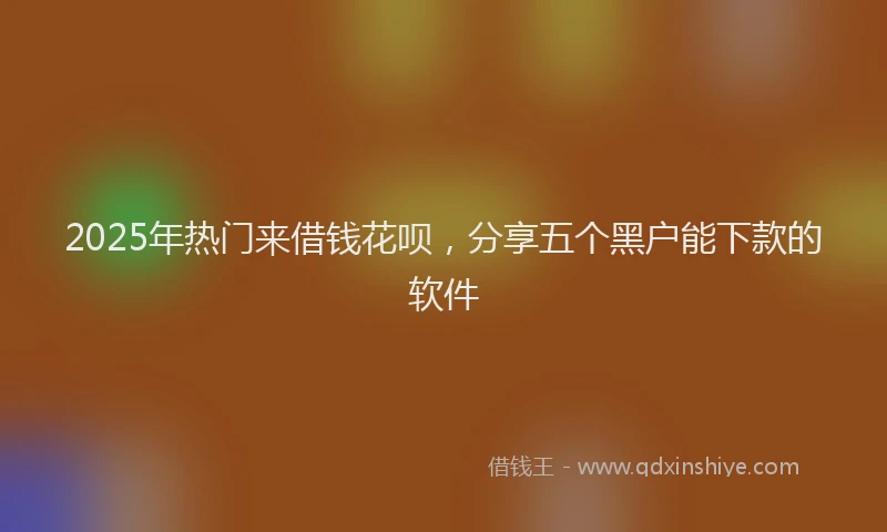 2025年热门来借钱花呗，分享五个黑户能下款的软件