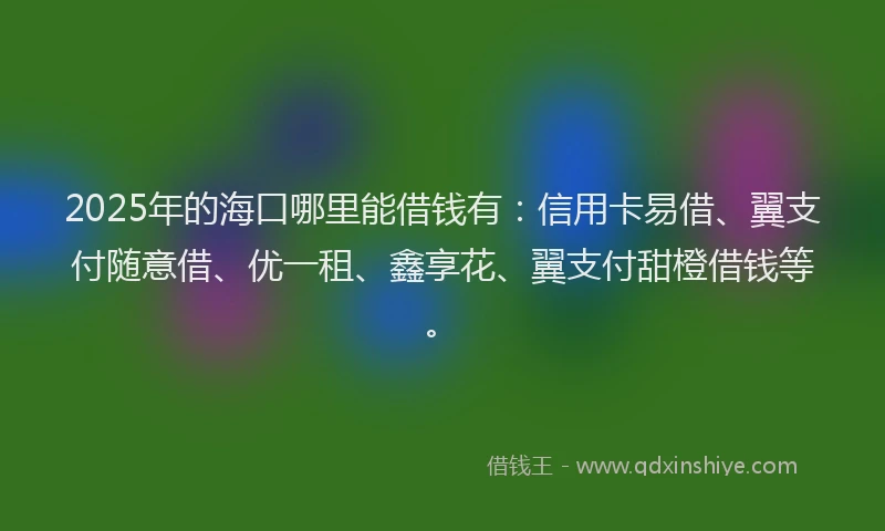 2025年的海口哪里能借钱有：信用卡易借、翼支付随意借、优一租、鑫享花、翼支付甜橙借钱等。