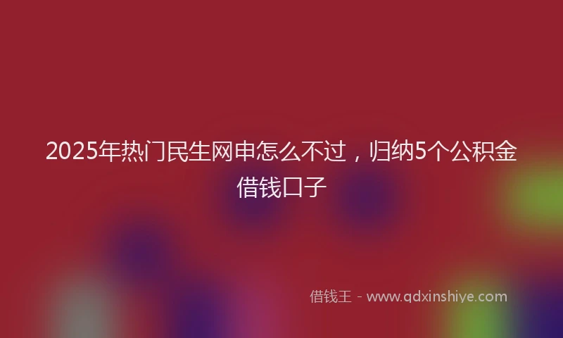 2025年热门民生网申怎么不过，归纳5个公积金借钱口子