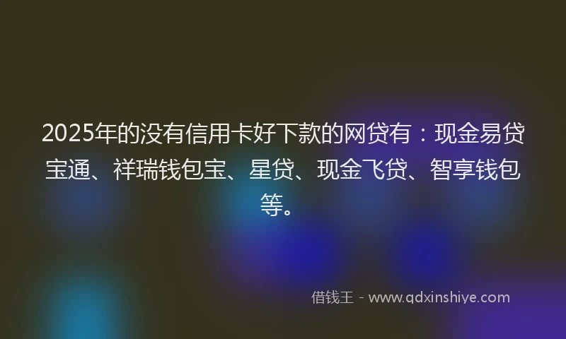 2025年的没有信用卡好下款的网贷有：现金易贷宝通、祥瑞钱包宝、星贷、现金飞贷、智享钱包等。